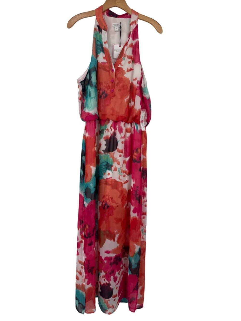 Bisou Bisou Womens Sleeveless  Maxi Dress floral Size 12 Polyester lined new